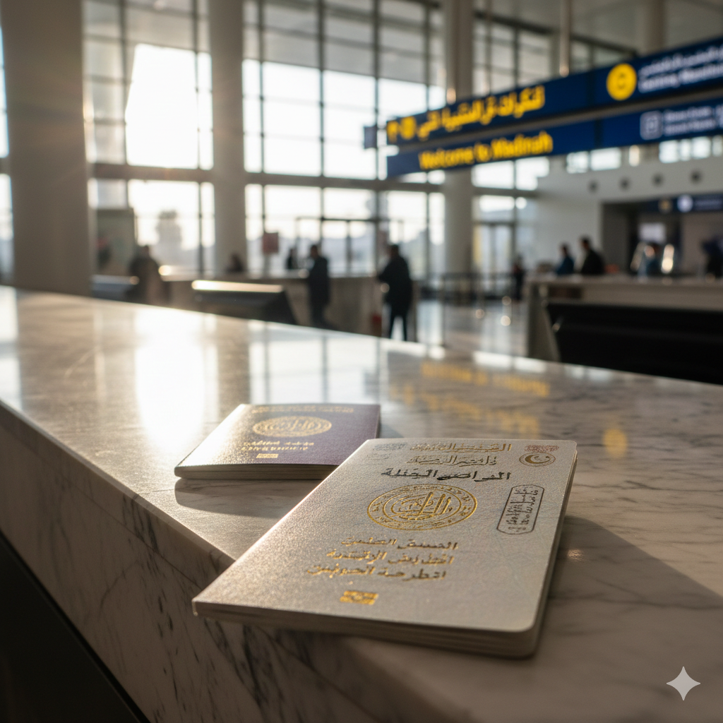 Passeports à l'aéroport de Médine — Visa Omra